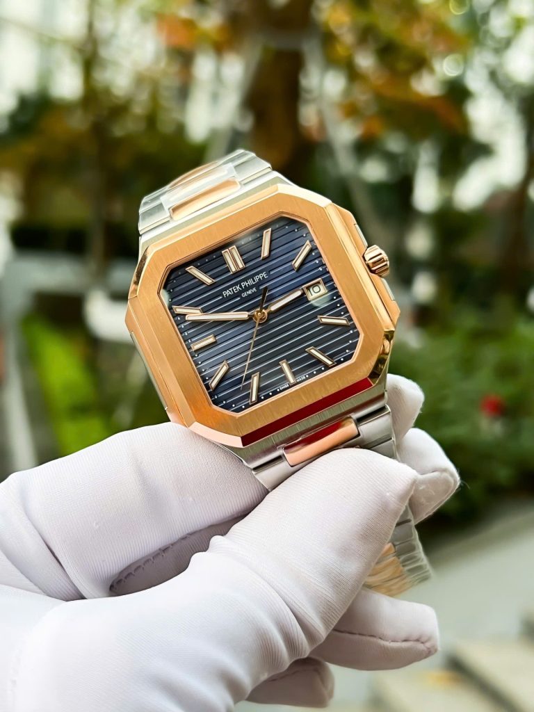 Đồng Hồ Patek Philippe Replica 11 Cubitus 5821 Demi Vàng Hồng Mặt Xanh Blue 43mm (2)