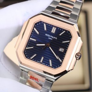 Đồng Hồ Patek Philippe Replica 11 Cubitus 5821 Demi Vàng Hồng Mặt Xanh Blue (3)