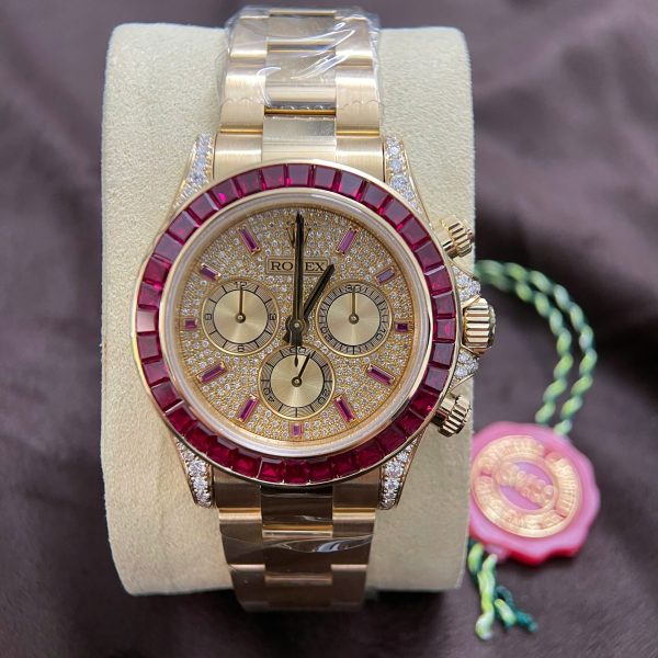 Đồng Hồ Rolex Chế Tác Daytona 126598TRU Vàng 18K Nguyên Khối + Ruby + Kim Cương Tự Nhiên 40mm (2)