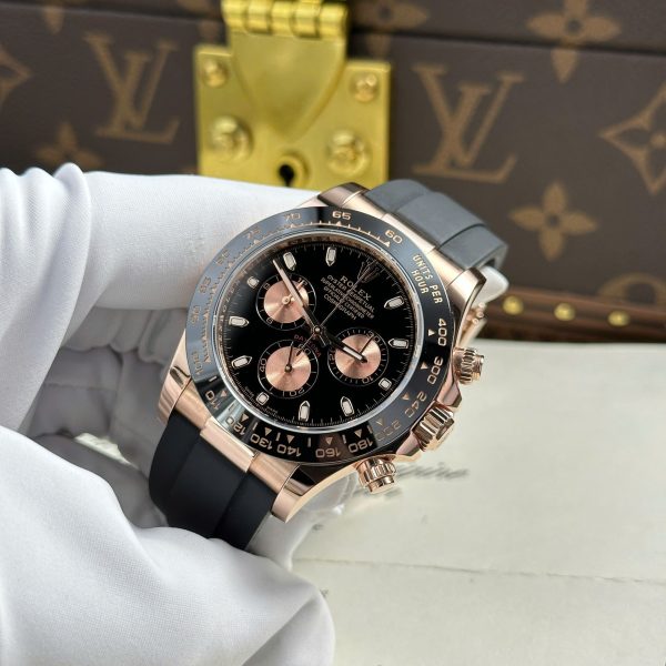 Đồng Hồ Rolex Cosmograph Daytona 116515LN Replica 11 Bọc Vàng Thật Mặt Đen 40mm (2)