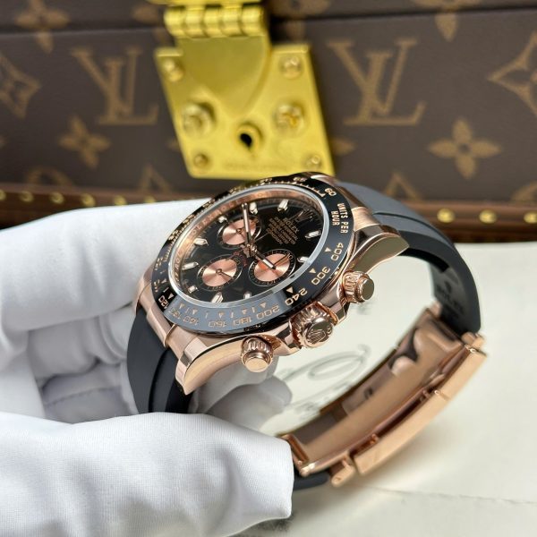 Đồng Hồ Rolex Cosmograph Daytona 116515LN Replica 11 Bọc Vàng Thật Mặt Đen 40mm (2)