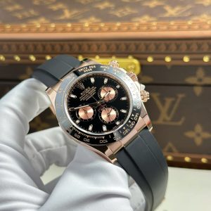 Đồng Hồ Rolex Cosmograph Daytona 116515LN Replica 11 Bọc Vàng Thật Mặt Đen 40mm (2)