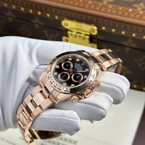 Đồng Hồ Rolex Cosmograph Daytona Chế Tác Bọc Vàng Thật Mặt Đen 40mm (2)