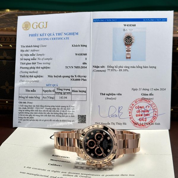 Đồng Hồ Rolex Cosmograph Daytona Chế Tác Bọc Vàng Thật Mặt Đen 40mm (7)