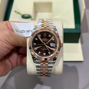 Đồng Hồ Rolex DateJust Mặt Chocolate Chế Tác Bọc Vàng Thật Nhà Máy GM 41mm (2)