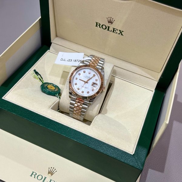 Đồng Hồ Rolex DateJust Mặt Khảm Xà Cừ Chế Tác Bọc Vàng Thật Nhà Máy GM 41mm (2)