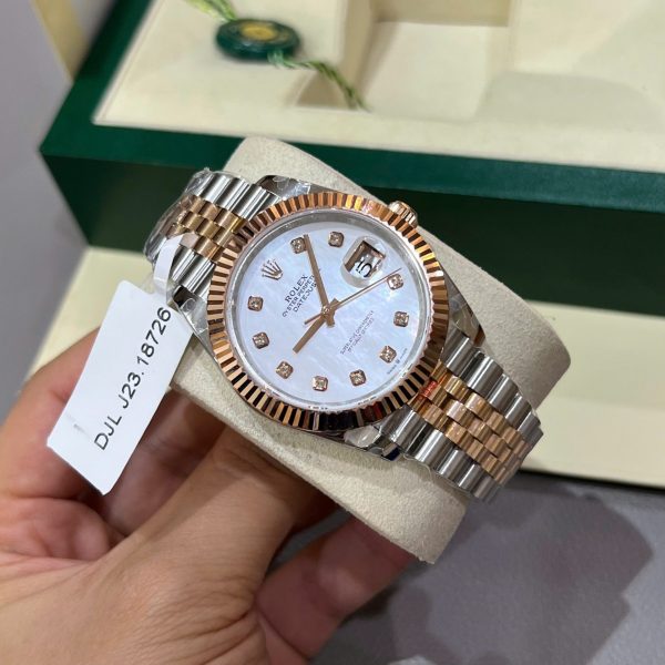 Đồng Hồ Rolex DateJust Mặt Khảm Xà Cừ Chế Tác Bọc Vàng Thật Nhà Máy GM 41mm (2)