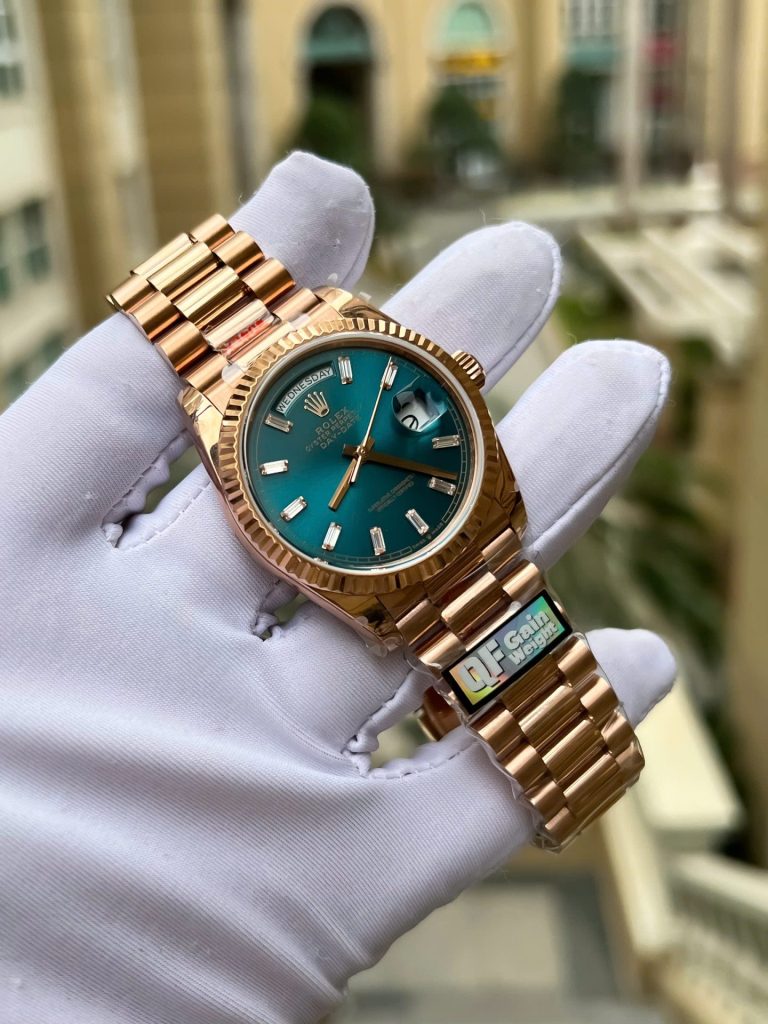 Đồng Hồ Rolex Day-Date 128235 Cọc Số Độ Kim Cương Moissanite Trọng Lượng 158gram QF 36mm (2)