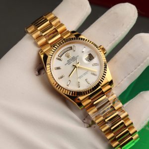 Đồng Hồ Rolex Day-Date Chế Tác Bọc Vàng Thật Mặt Số Khảm Xà Cừ 36mm (2)