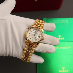 Đồng Hồ Rolex Day-Date Chế Tác Bọc Vàng Thật Mặt Số Khảm Xà Cừ 36mm (2)