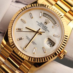 Đồng Hồ Rolex Day-Date Chế Tác Bọc Vàng Thật Mặt Số Khảm Xà Cừ 36mm (2)