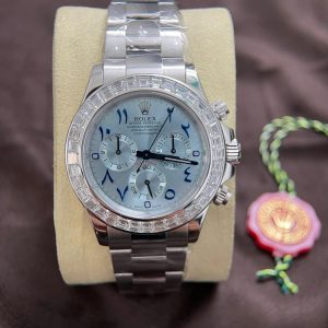 Đồng Hồ Rolex Daytona Chế Tác Vàng Trắng 18K Nguyên Khối + Đính Kim Cương Baguette 40mm (2)