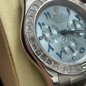 Đồng Hồ Rolex Daytona Chế Tác Vàng Trắng 18K Nguyên Khối + Đính Kim Cương Baguette 40mm (2)