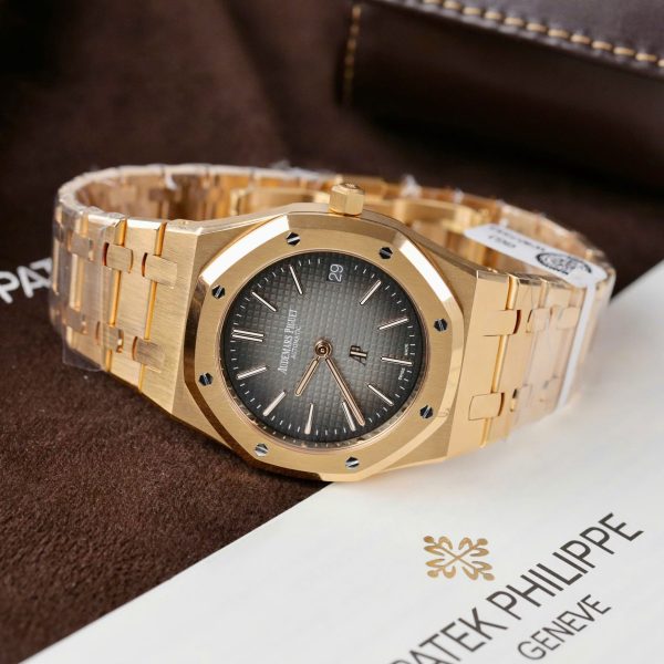 Đồng Hồ Audemars Piguet Chế Tác Royal Oak Jumbo 16202OR Bọc Vàng Thật Nhà Máy ZF 39mm (2)