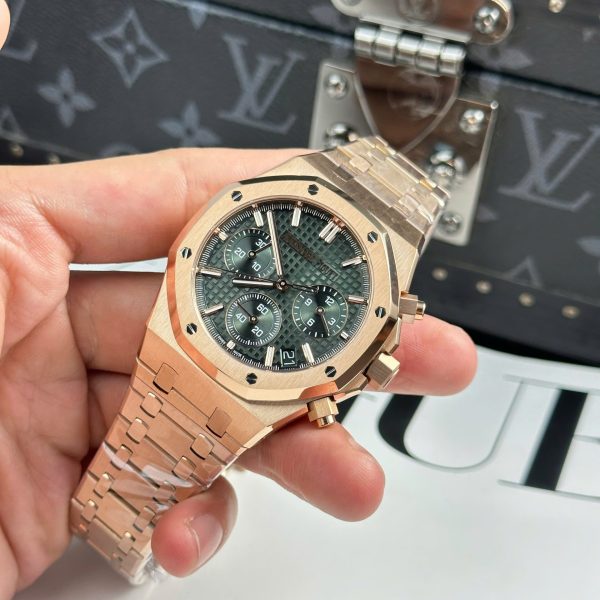 Đồng Hồ Audemars Piguet Royal Oak 26240 Mạ Vàng Hồng Rep 11 Mặt Xanh Lá Cây APS 41mm (2)