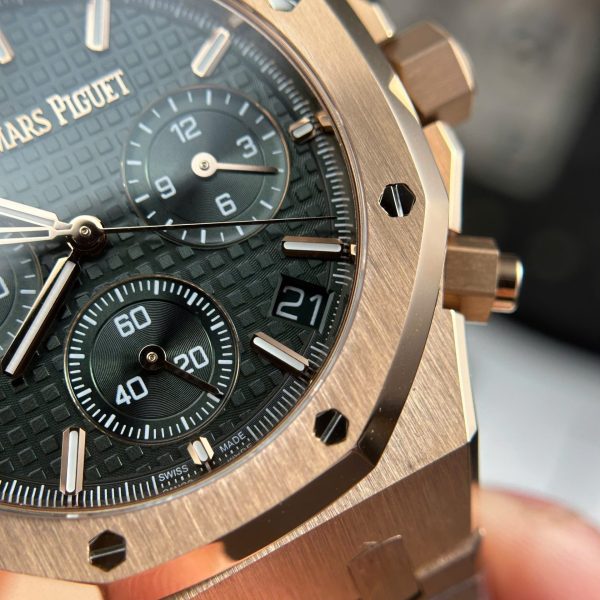 Đồng Hồ Audemars Piguet Royal Oak 26240 Mạ Vàng Hồng Rep 11 Mặt Xanh Lá Cây APS 41mm (2)