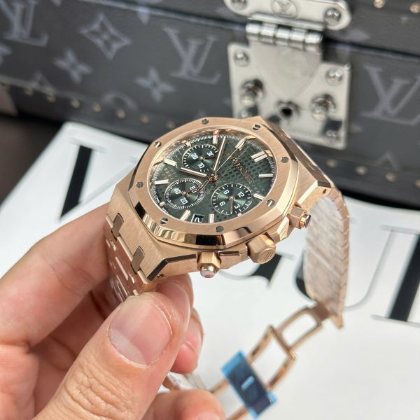 Đồng Hồ Audemars Piguet Royal Oak 26240 Mạ Vàng Hồng Rep 11 Mặt Xanh Lá Cây APS 41mm (2)