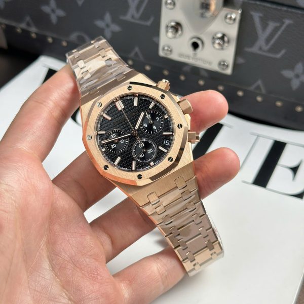 Đồng Hồ Audemars Piguet Royal Oak 26240 Replica 11 Màu Vàng Hồng Mặt Đen APS 41mm (2)