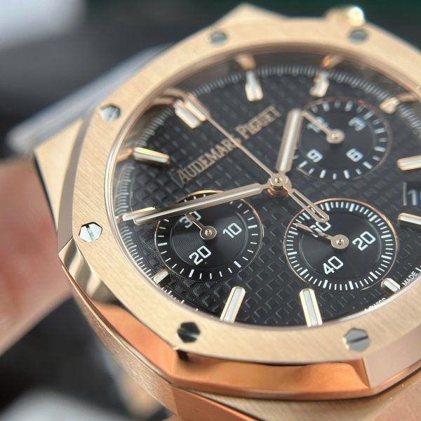 Đồng Hồ Audemars Piguet Royal Oak 26240 Replica 11 Màu Vàng Hồng Mặt Đen APS 41mm (2)