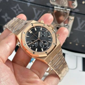 Đồng Hồ Audemars Piguet Royal Oak 26240 Replica 11 Màu Vàng Hồng Mặt Đen APS 41mm (2)