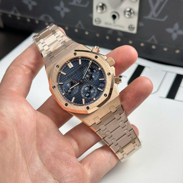 Đồng Hồ Audemars Piguet Royal Oak 26240 Replica 11 Màu Vàng Hồng Mặt Xanh Blue APS 41mm (2)