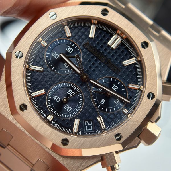 Đồng Hồ Audemars Piguet Royal Oak 26240 Replica 11 Màu Vàng Hồng Mặt Xanh Blue APS 41mm (2)