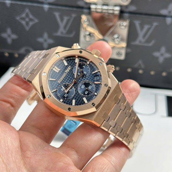 Đồng Hồ Audemars Piguet Royal Oak 26240 Replica 11 Màu Vàng Hồng Mặt Xanh Blue APS 41mm (2)