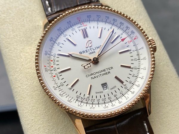 Đồng Hồ Breitling Navitimer Rose Gold Mặt Số Trắng Nhà Máy BLS 41mm (9)