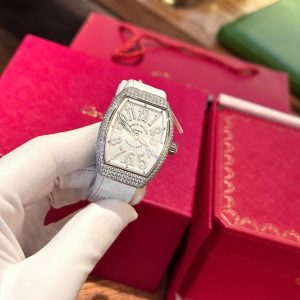 Đồng Hồ Franck Muller V32 Chế Tác Đính Full Kim Cương Moissanite Hong Kong 36mm (2)