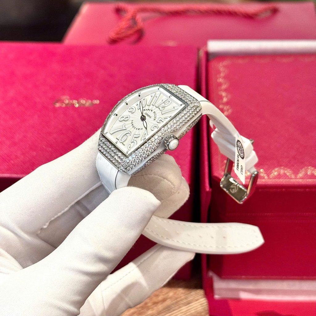 Đồng Hồ Franck Muller V32 Chế Tác Đính Full Kim Cương Moissanite Hong Kong 36mm (2)