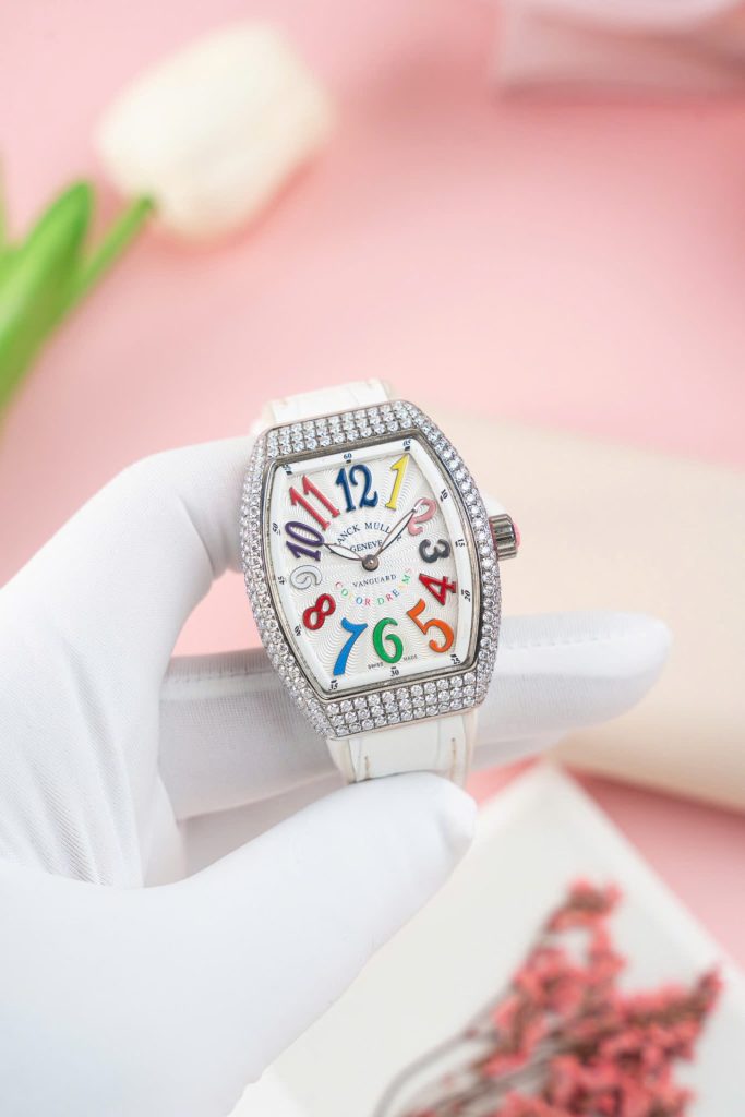 Đồng Hồ Franck Muller V32 Cọc Số 7 Màu Chế Tác Đính Kim Cương Moissanite 36mm (2)