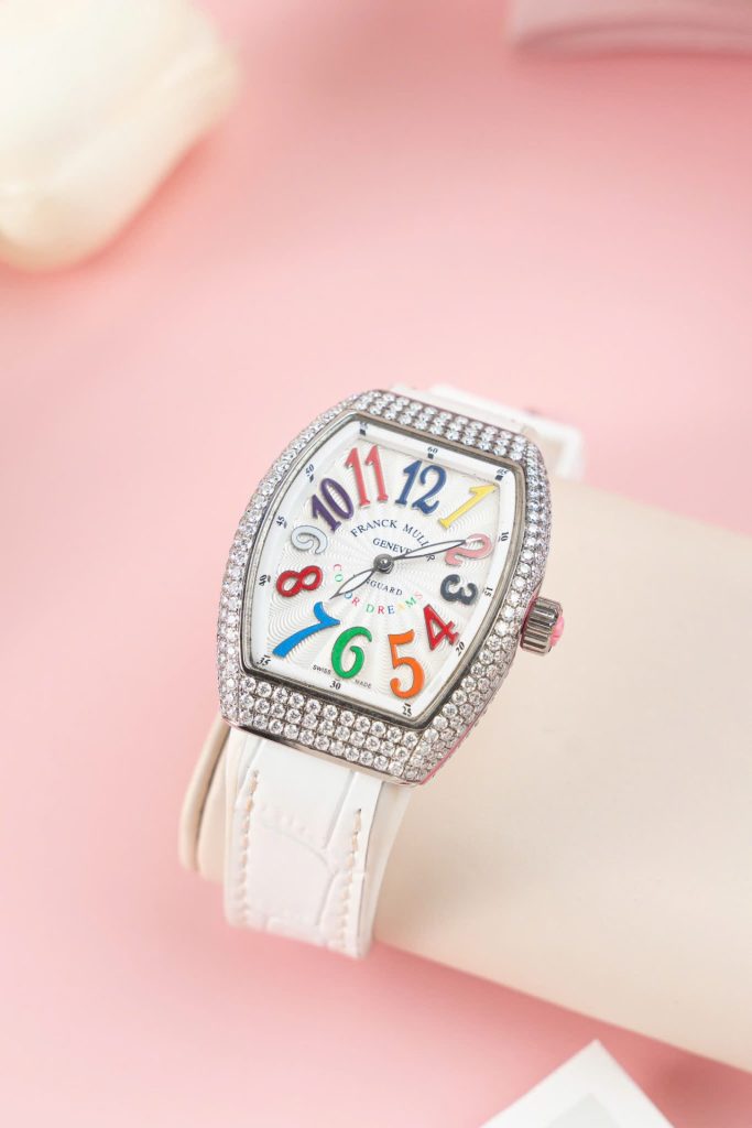 Đồng Hồ Franck Muller V32 Cọc Số 7 Màu Chế Tác Đính Kim Cương Moissanite 36mm (2)