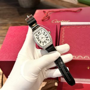 Đồng Hồ Franck Muller V32 Cọc Số Đen Chế Tác Đính Kim Cương Moissanite Hong Kong 36mm (2)