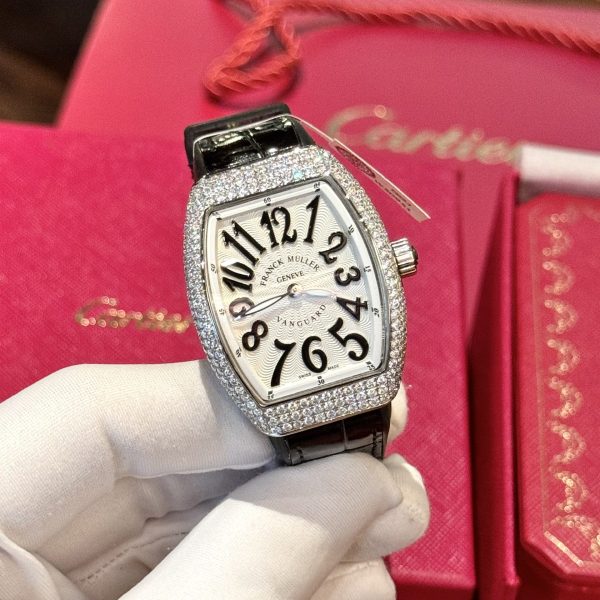 Đồng Hồ Franck Muller V32 Cọc Số Đen Chế Tác Đính Kim Cương Moissanite Hong Kong 36mm (2)