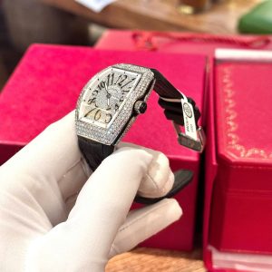 Đồng Hồ Franck Muller V32 Màu Đen Đính Full Kim Cương Moissanite Hong Kong Chế Tác 36mm (2)