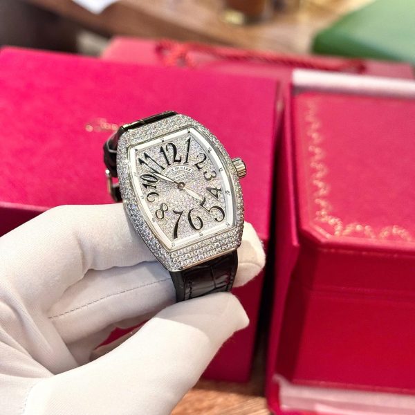 Đồng Hồ Franck Muller V32 Màu Đen Đính Full Kim Cương Moissanite Hong Kong Chế Tác 36mm (2)