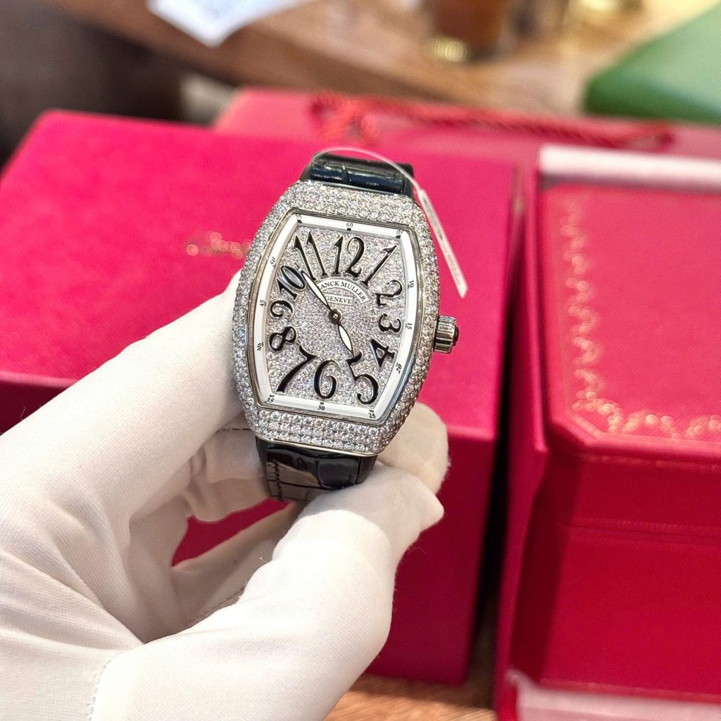 Đồng Hồ Franck Muller V32 Màu Đen Đính Full Kim Cương Moissanite Hong Kong Chế Tác 36mm (2)