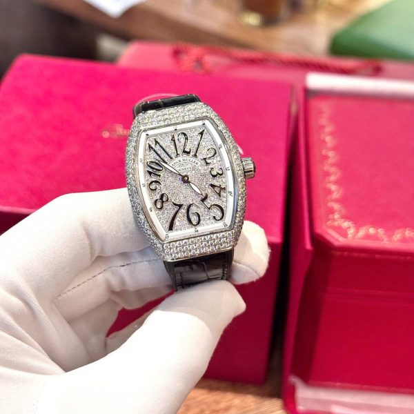 Đồng Hồ Franck Muller V32 Màu Đen Đính Full Kim Cương Moissanite Hong Kong Chế Tác 36mm (2)