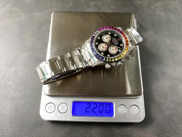 Đồng Hồ Rolex Cosmograph Rainbow Chế Tác Trọng Lượng 220 Grams 40mm (7)