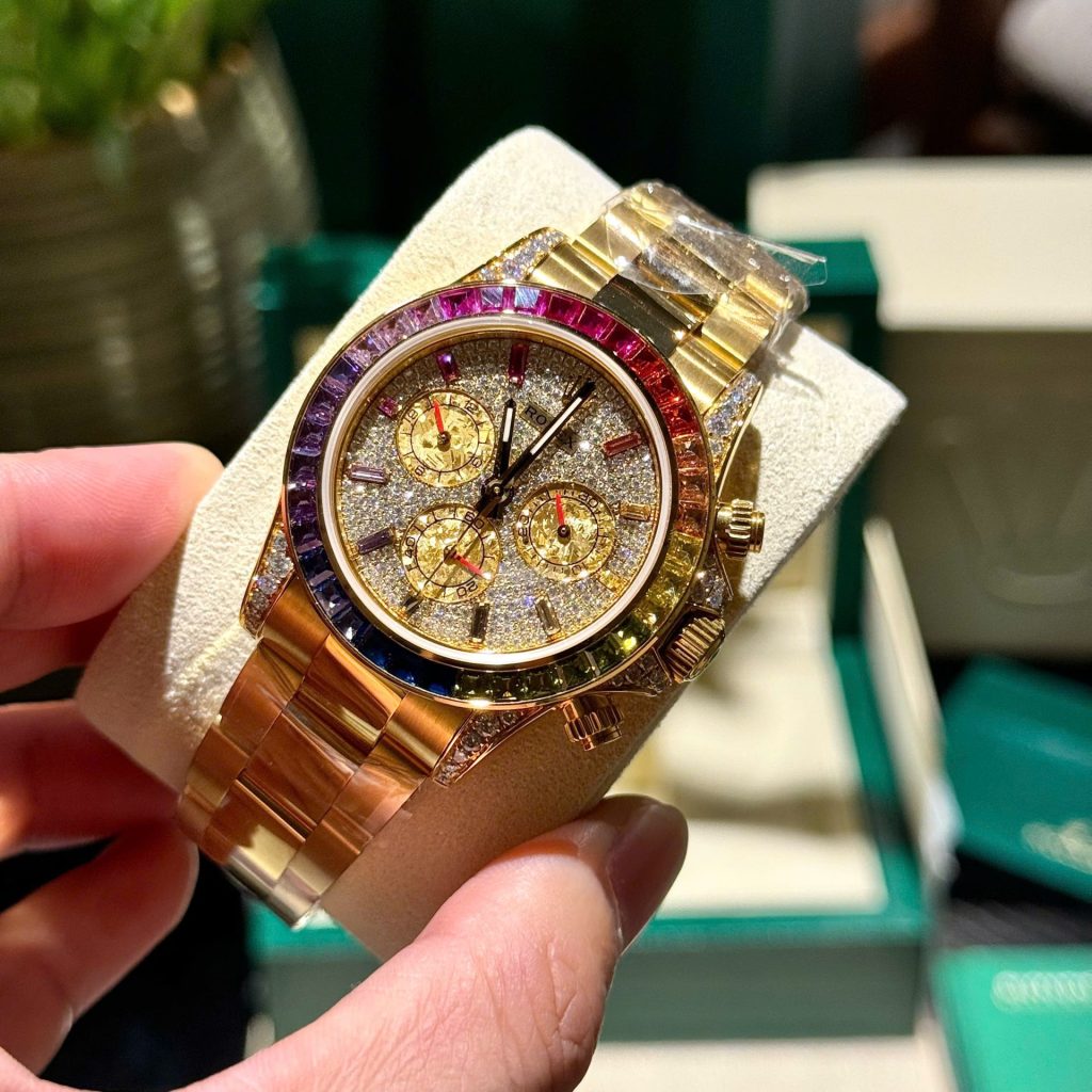 Đồng Hồ Rolex Daytona 116598RBOW Chế Tác Bọc Vàng Đính Đá Quý Tổng Hợp 40mm (1)