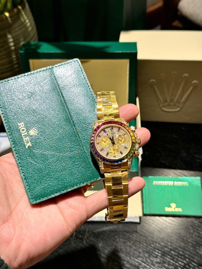 Đồng Hồ Rolex Daytona 116598RBOW Chế Tác Bọc Vàng Đính Đá Quý Tổng Hợp 40mm (1)