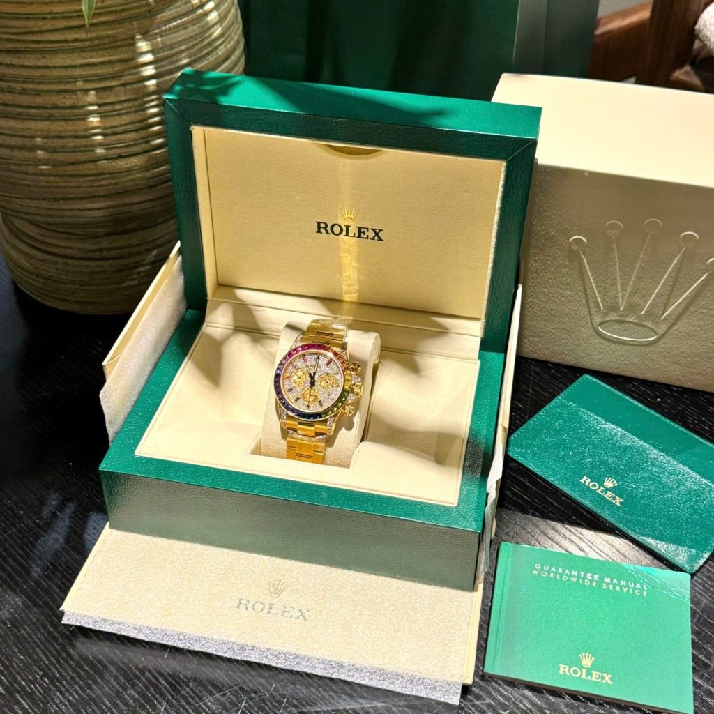 Đồng Hồ Rolex Daytona 116598RBOW Chế Tác Bọc Vàng Đính Đá Quý Tổng Hợp 40mm (1)