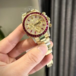 Đồng Hồ Rolex Daytona 126598TRU Chế Tác Bọc Vàng Thật + Ruby + Kim Cương Moissanite 40mm (2)