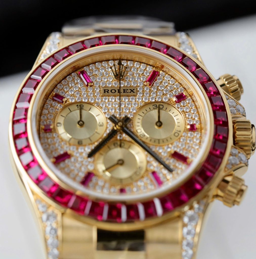 Đồng Hồ Rolex Daytona 126598TRU Chế Tác Bọc Vàng Thật + Ruby + Kim Cương Moissanite 40mm (2)