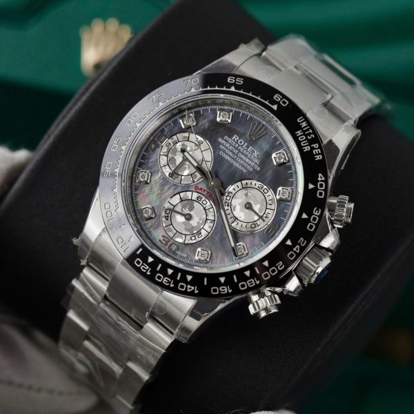 Đồng Hồ Rolex Daytona Chế Tác Mặt Khảm Xà Cừ Tím Cọc Số Kim Cương Moissanite 40mm (2)