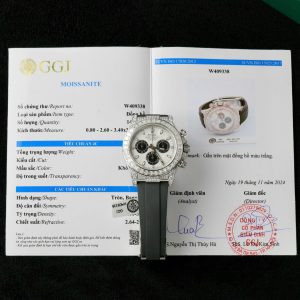 Đồng Hồ Rolex Daytona Chế Tác Mặt Thiên Thạch Độ Kim Cương Moissanite Baguette 40mm (8)