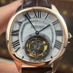 Đồng Hồ Cartier Drive Tourbillon Replica 11 Mặt Số Vân Guiloche Dây Da 41mm (2)