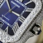 Đồng Hồ Cartier Santos Chế Tác Cọc Số + Vỏ Đính Kim Cương Moissanite 39 (2)