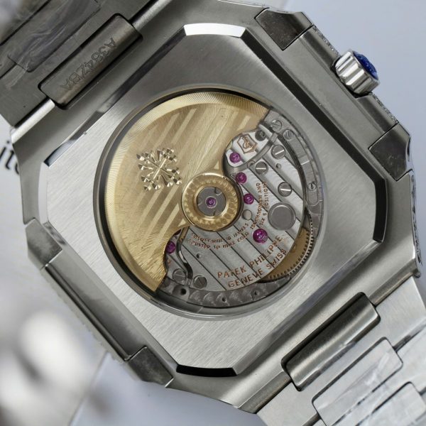 Đồng Hồ Patek Philippe Cubitus 5821 Mặt Nâu Đính Full Kim Cương Moissanite Hong Kong 45mm (7)
