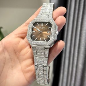 Đồng Hồ Patek Philippe Cubitus 5821 Mặt Nâu Đính Full Kim Cương Moissanite Hong Kong 45mm (2)